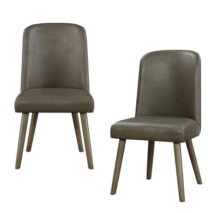 Set of Two Gray Faux Leather Dining Side Chairs