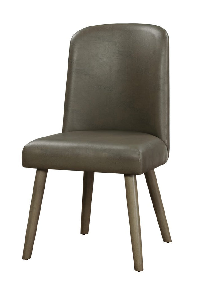 Set of Two Gray Faux Leather Dining Side Chairs