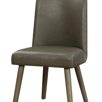 Set of Two Gray Faux Leather Dining Side Chairs