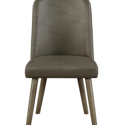 Set of Two Gray Faux Leather Dining Side Chairs