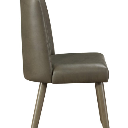 Set of Two Gray Faux Leather Dining Side Chairs