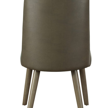 Set of Two Gray Faux Leather Dining Side Chairs