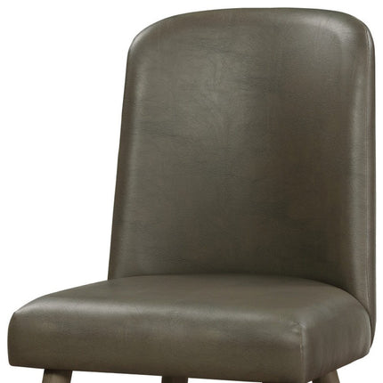 Set of Two Gray Faux Leather Dining Side Chairs