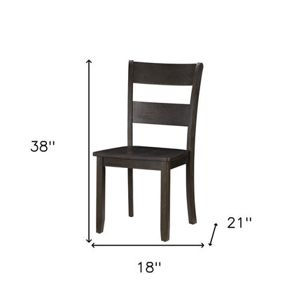 Set of Two Walnut Solid Wood Ladder Back Dining Side Chairs