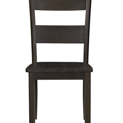 Set of Two Walnut Solid Wood Ladder Back Dining Side Chairs