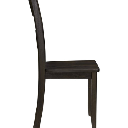 Set of Two Walnut Solid Wood Ladder Back Dining Side Chairs