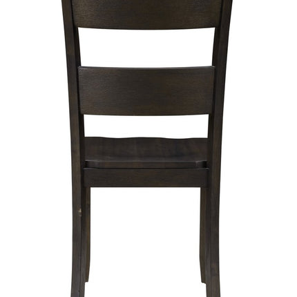 Set of Two Walnut Solid Wood Ladder Back Dining Side Chairs