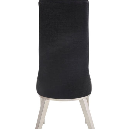 Set of Two Black and Silver Faux Leather Dining Side Chairs