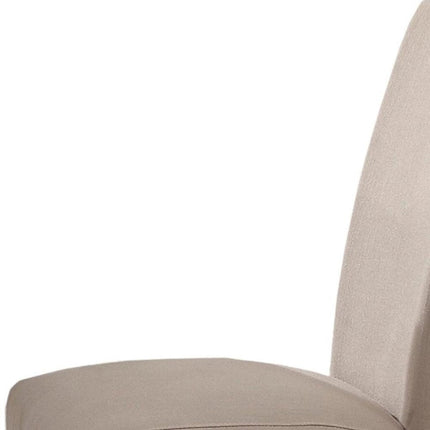 Set of Two Taupe and Dark Brown Linen Dining Side Chairs