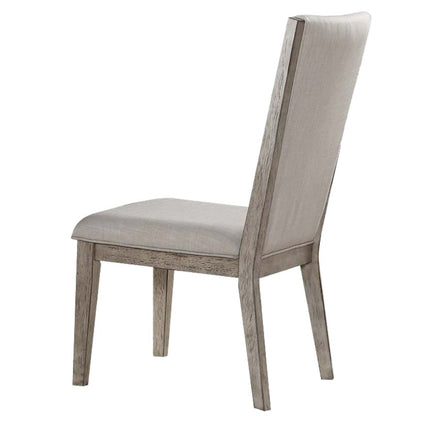 Set of Two Gray Fabric And Solid Wood Dining Side Chairs