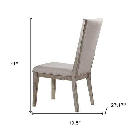 Set of Two Gray Fabric And Solid Wood Dining Side Chairs