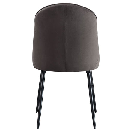 Set of Two Gray and Black Tufted Fabric Dining Side Chairs