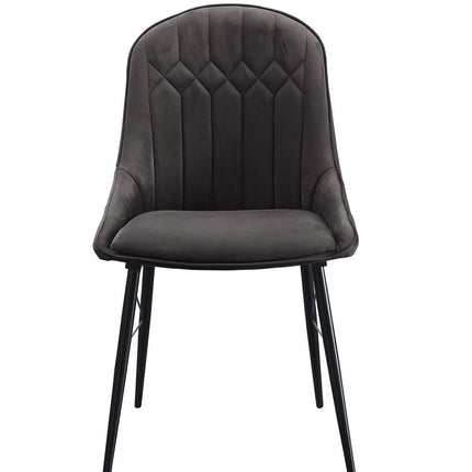 Set of Two Gray and Black Tufted Fabric Dining Side Chairs
