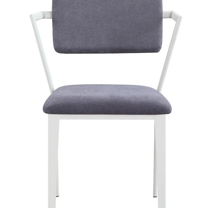 Set of Two Gray and White Fabric Open Back Dining Side Chairs