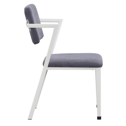 Set of Two Gray and White Fabric Open Back Dining Side Chairs
