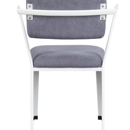 Set of Two Gray and White Fabric Open Back Dining Side Chairs