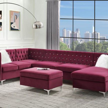 ACME 57330 Jaszira Modular - Left Facing & Right Facing Arms, Burgundy Velvet