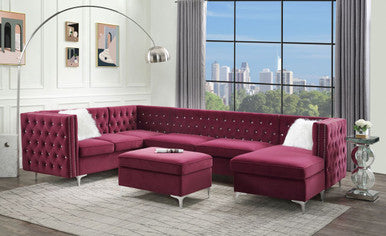 ACME 57330 Jaszira Modular - Left Facing & Right Facing Arms, Burgundy Velvet ACME Furniture