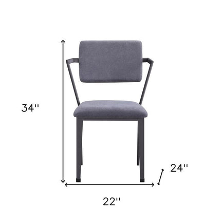 Set of Two Gray and Gunmetal Fabric Open Back Dining Side Chairs