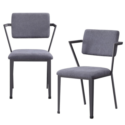 Set of Two Gray and Gunmetal Fabric Open Back Dining Side Chairs
