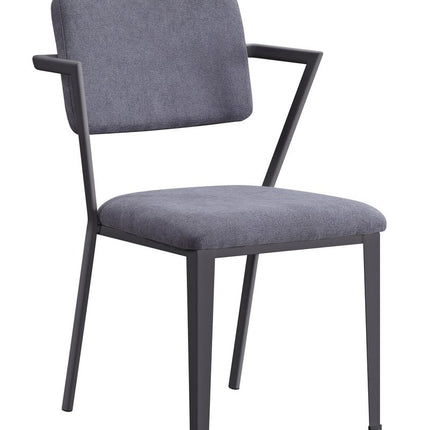 Set of Two Gray and Gunmetal Fabric Open Back Dining Side Chairs