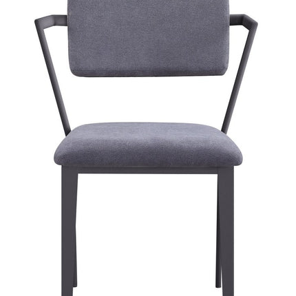 Set of Two Gray and Gunmetal Fabric Open Back Dining Side Chairs