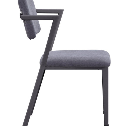 Set of Two Gray and Gunmetal Fabric Open Back Dining Side Chairs
