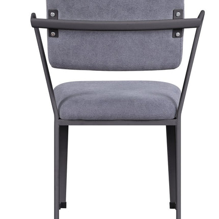 Set of Two Gray and Gunmetal Fabric Open Back Dining Side Chairs