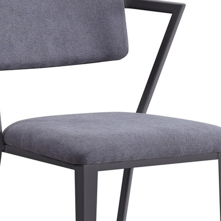 Set of Two Gray and Gunmetal Fabric Open Back Dining Side Chairs