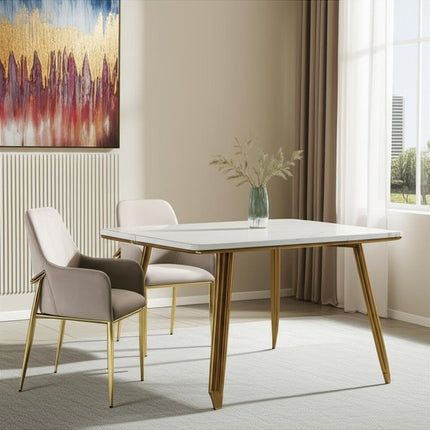 Set of Two Gray and Gold Velvet And Wood and Metal Dining Side Chairs