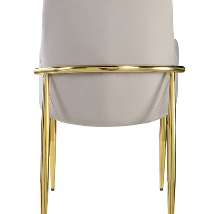 Set of Two Gray and Gold Velvet And Wood and Metal Dining Side Chairs