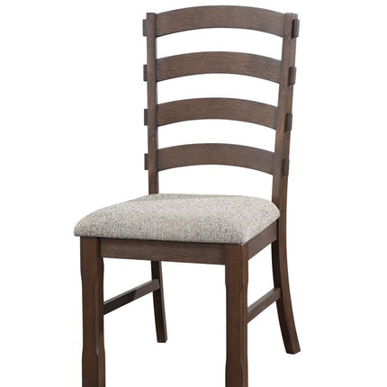 Set of Two Gray and Oak Fabric Ladder Back Dining Side Chairs