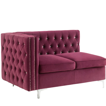 ACME 57331 Jaszira Modular - Armless Loveseat with 2 Pillows, Burgundy Velvet
