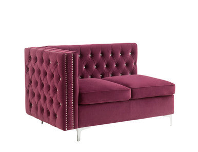 ACME 57331 Jaszira Modular - Armless Loveseat with 2 Pillows, Burgundy Velvet ACME Furniture