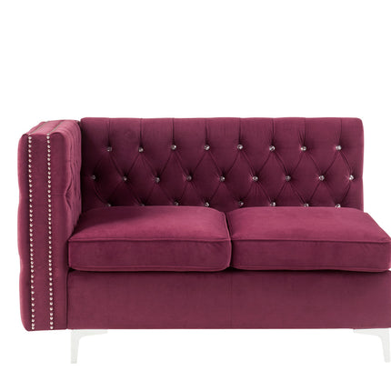 ACME 57331 Jaszira Modular - Armless Loveseat with 2 Pillows, Burgundy Velvet
