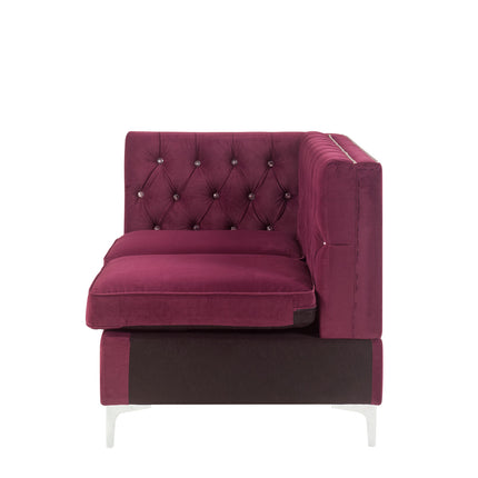ACME 57331 Jaszira Modular - Armless Loveseat with 2 Pillows, Burgundy Velvet