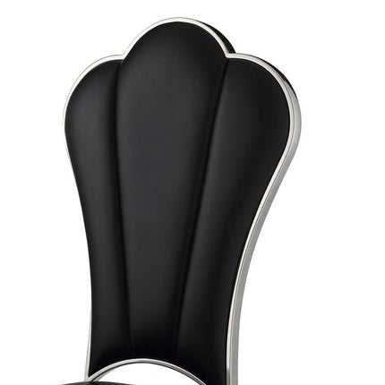 Set of Two Black and Silver Faux Leather Dining Side Chairs