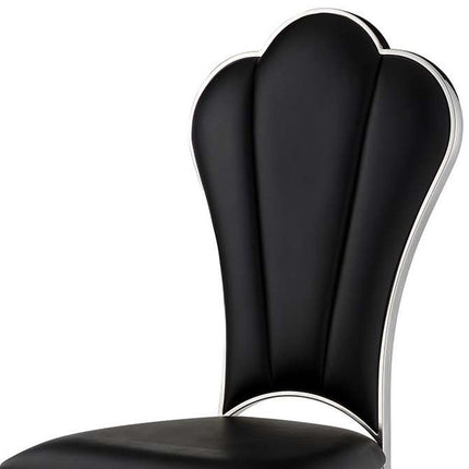 Set of Two Black and Silver Faux Leather Dining Side Chairs