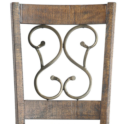 Set of Two Black and Redwood Faux Leather Open Back Dining Side Chairs