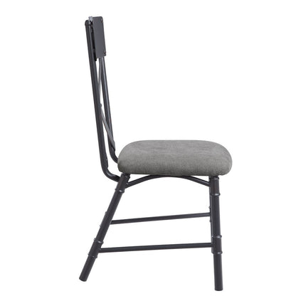 Set of Two Gray and Black Fabric Cross Back Dining Side Chairs