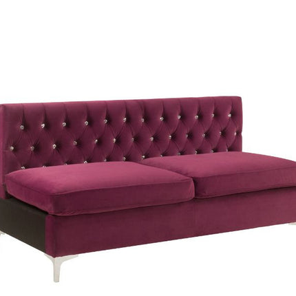 ACME 57332 Jaszira Modular - Armless Sofa, Burgundy Velvet