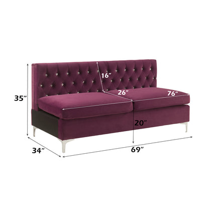 ACME 57332 Jaszira Modular - Armless Sofa, Burgundy Velvet