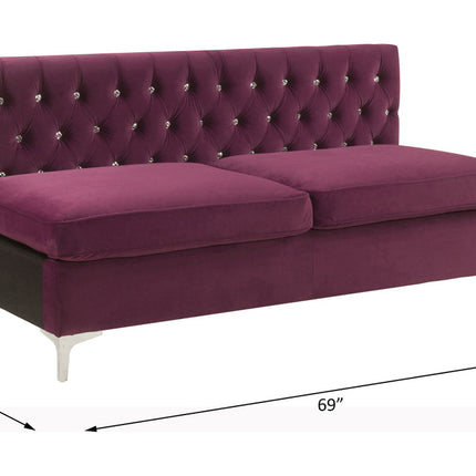 ACME 57332 Jaszira Modular - Armless Sofa, Burgundy Velvet