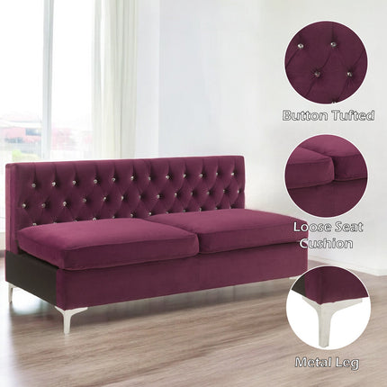 ACME 57332 Jaszira Modular - Armless Sofa, Burgundy Velvet