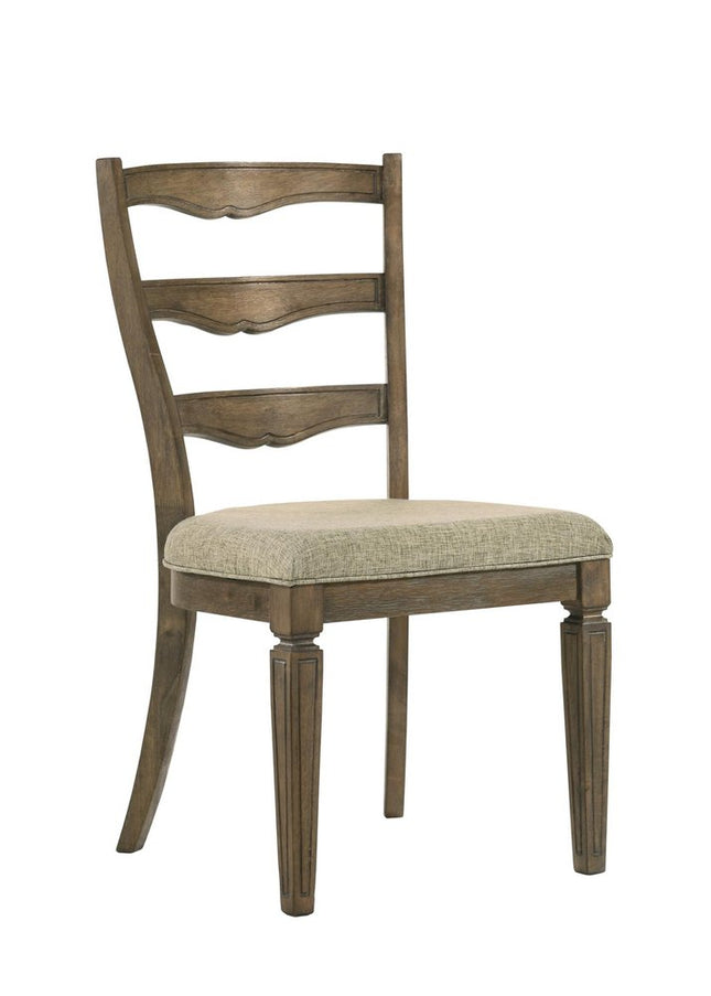 Set of Two Gray and Oak Fabric Open Back Dining Side Chairs