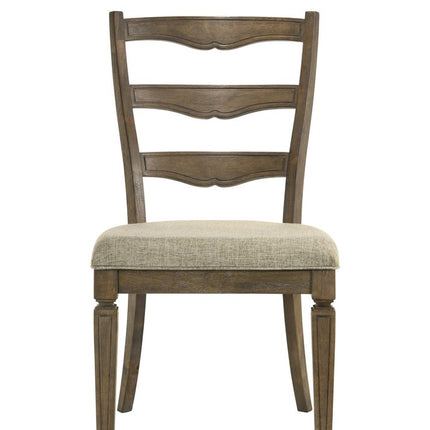 Set of Two Gray and Oak Fabric Open Back Dining Side Chairs