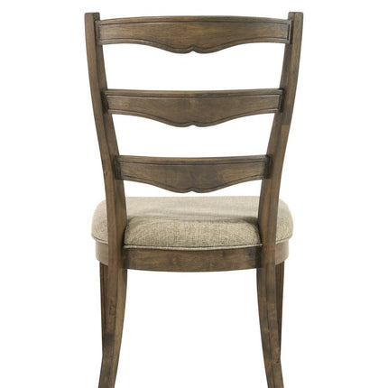 Set of Two Gray and Oak Fabric Open Back Dining Side Chairs