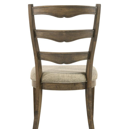 Set of Two Gray and Oak Fabric Open Back Dining Side Chairs