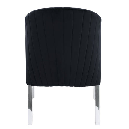 Set of Two Black and Silver Velvet Wing Back Dining Side Chairs