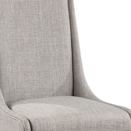 Set of Two Gray and White Linen Dining Side Chairs